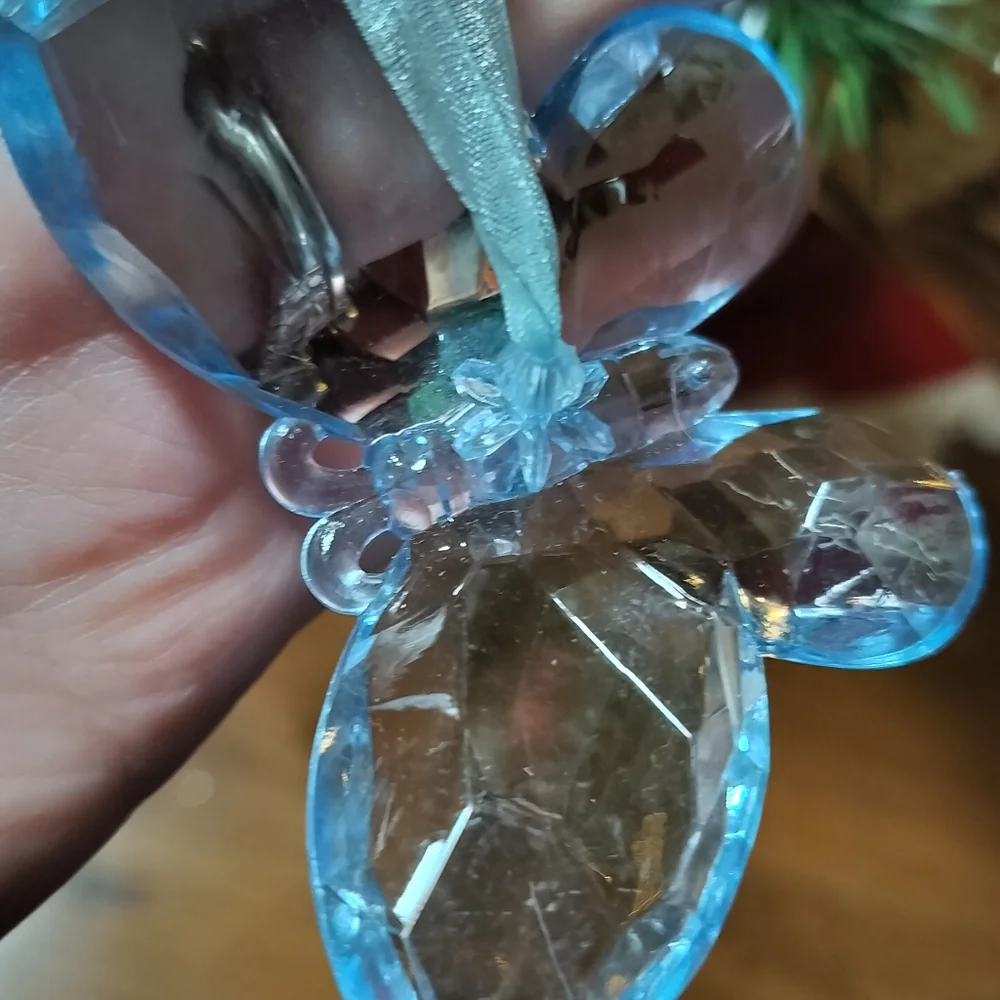 Two Dangling Butterfly Christmas Ornaments